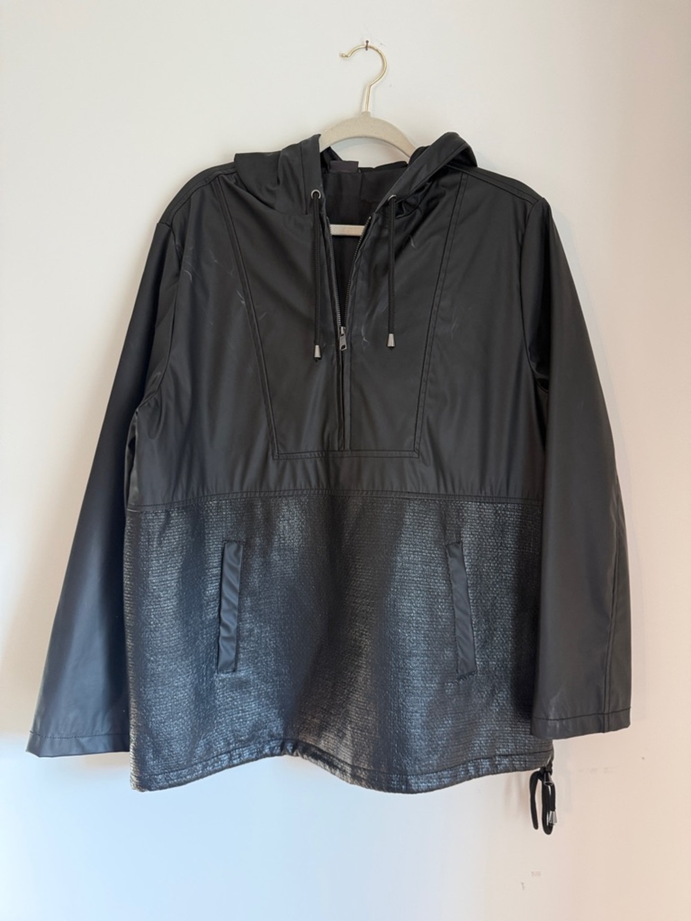 Sparkle & Fade Black Hooded Pullover Windbreaker